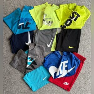 5 Nike Kids Graphic Tee and Shorts Collection - Blue, Yellow, Red, Gray